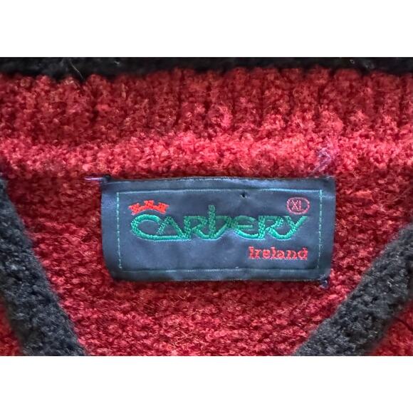 Carbery Ireland 80% Wool/20% Polyamide Men's 3 Button Sweater Burgundy XL - Picture 4 of 6